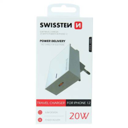 SWISSTEN adaptér 20W POWER DELIVERY pro iPhone USB-C BÍLÁ 